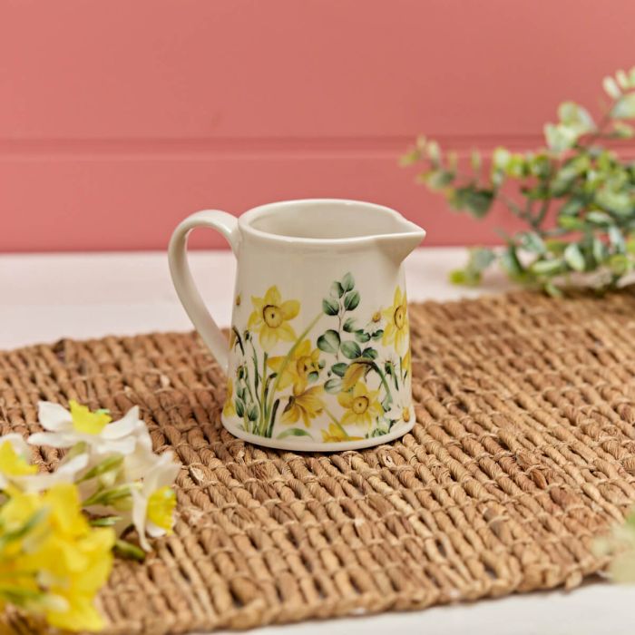 Spring Stoneware Daffodil & Daisy Milk Jug