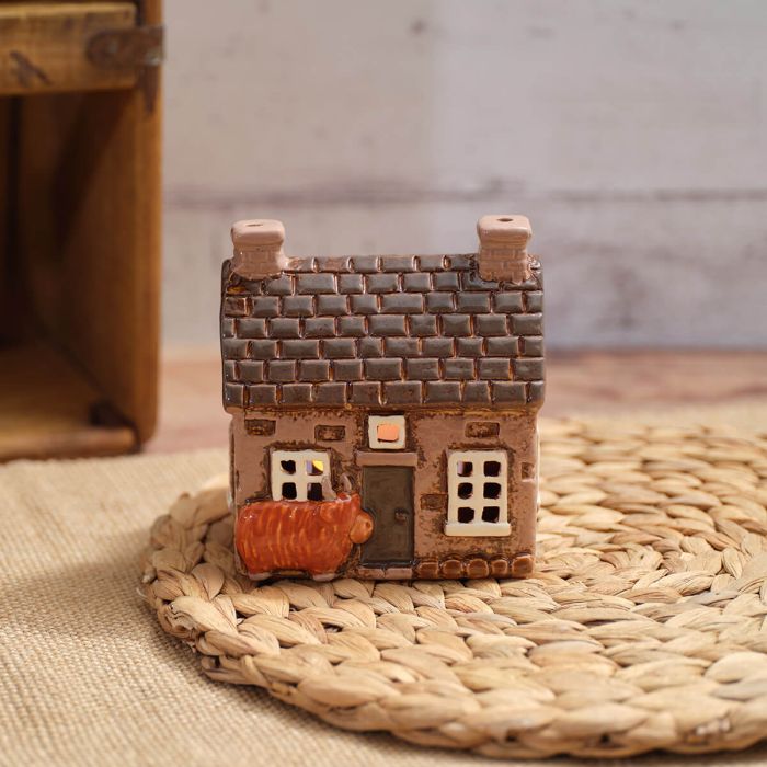 Highland Cow Stoneware Bothy Tea Light Holder