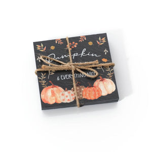 Set of 2 Autumn Pumpkin Harvest Slate Coasters PRE-ORDER