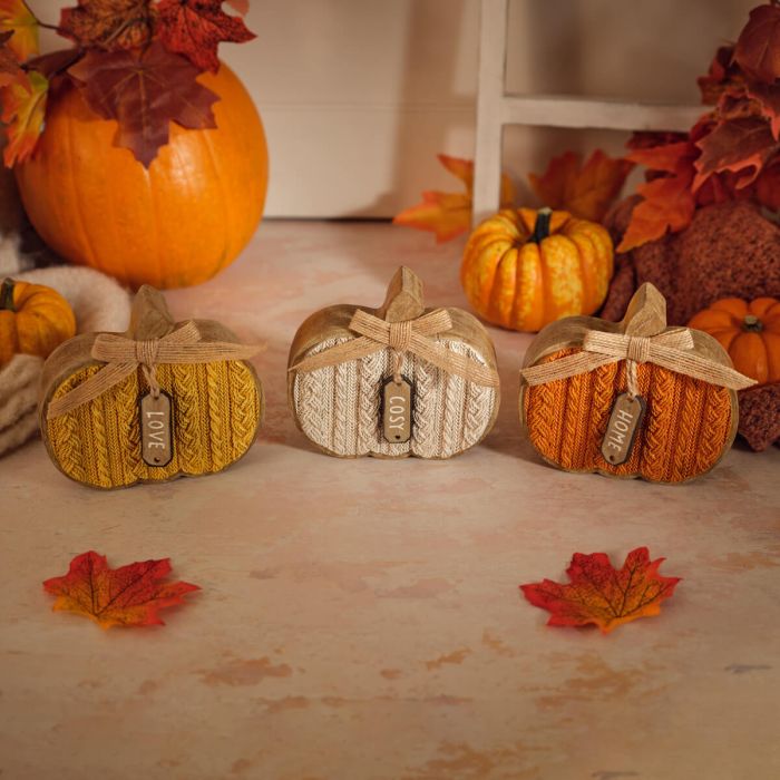 Autumn Knitted Effect Pumpkin Ornament *** PRE-ORDER ***