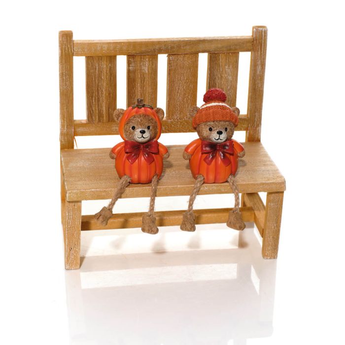 Teddy Bear Pumpkin Shelf Sitters - Pair *** PRE-ORDER ***