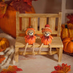 Teddy Bear Pumpkin Shelf Sitters - Pair *** PRE-ORDER ***