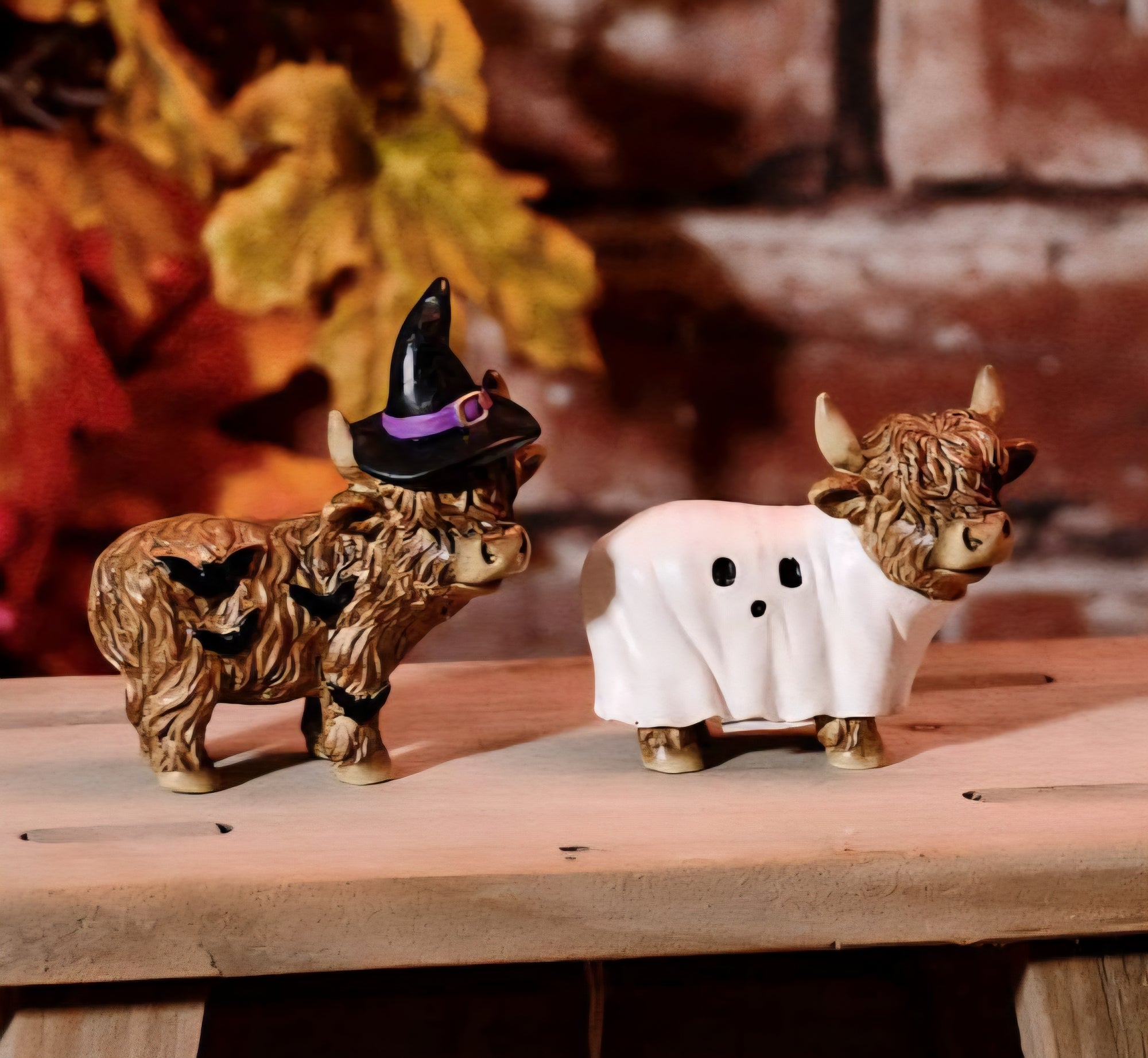 Spooktacular Halloween Highland Cows Witch Ghost