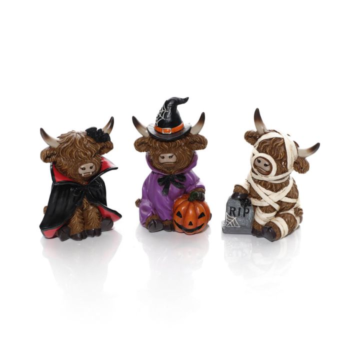 Spooky Halloween Dressed Highland Cows Trio Set of 3 *** PRE-ORDER ***