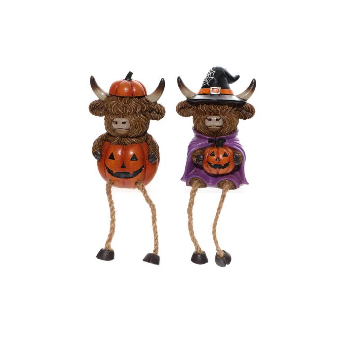Spooky Halloween Dressed Highland Cow Shelf Sitters *** PRE-ORDER ***