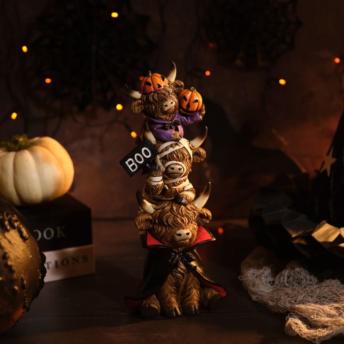 Spooky Stacked Halloween Highland Cows *** PRE-ORDER ***