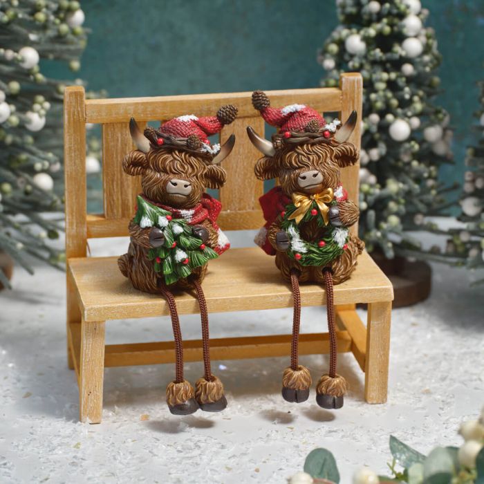 Festive Highland Cow Shelf Sitters