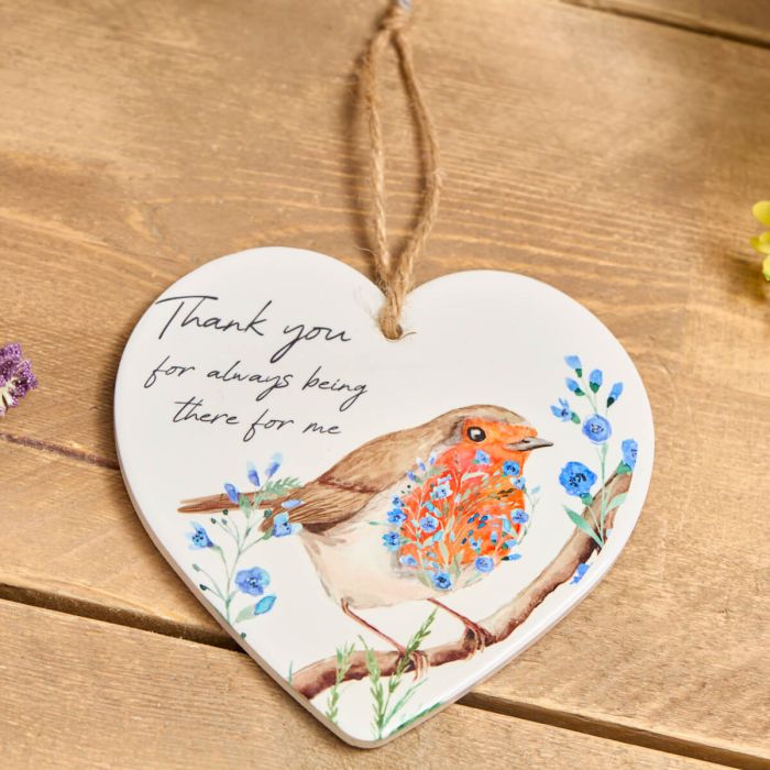 Robin Thank You For Always Being There Ceramic Hanging Heart