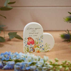 Robin Forget Me Not Ceramic Heart PRE-ORDER