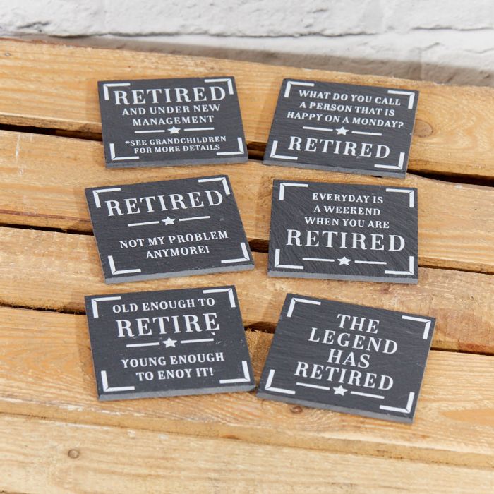 Retired Retirement Chunky Slate Coasters