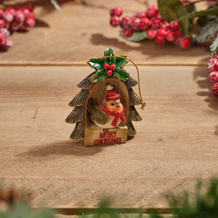 Merry Christmas Robin Tree Hanging Decoration