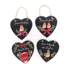 Christmas Robin Slate Heart Hanging Signs