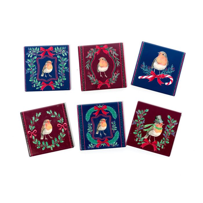 2nds Festive Robin Coasters - Set of 6