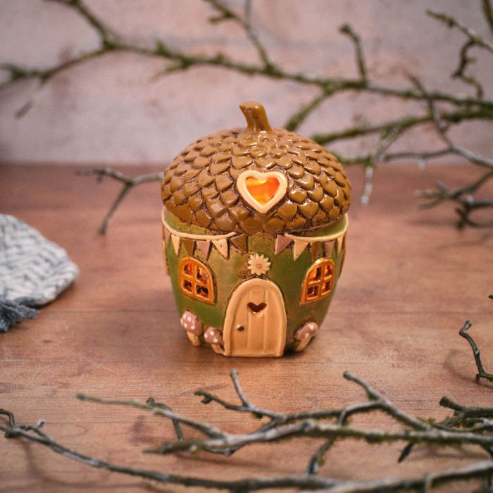 Toadstool Tales Stoneware Acorn House Candle Holder *** PRE-ORDER ***