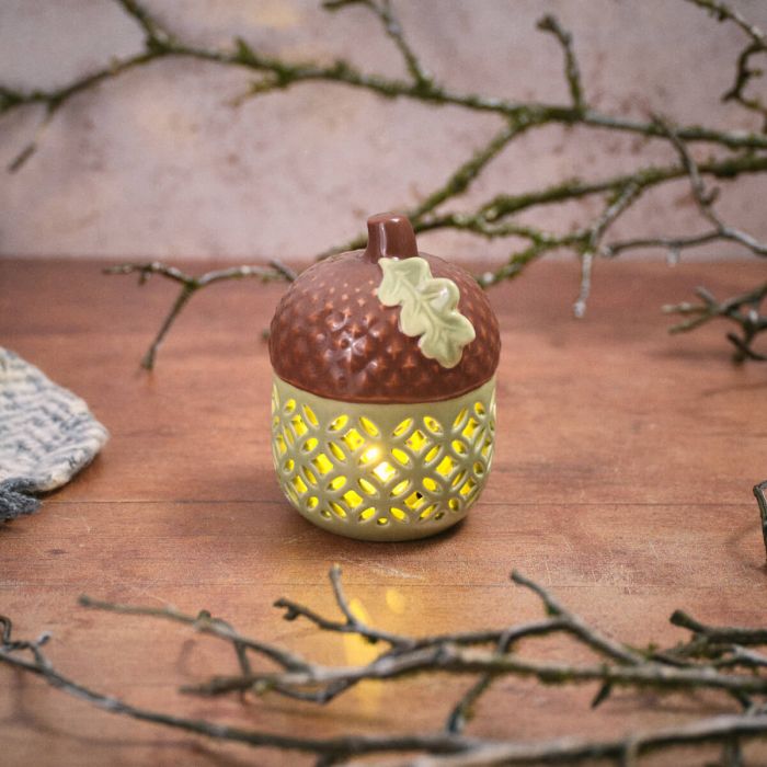 Toadstool Tales Stoneware Cut Out Acorn LED Ornament *** PRE-ORDER ***