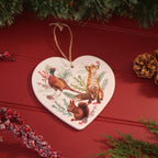 Ceramic Woodland Animals Heart Hanging Decoration