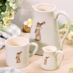 Spring Easter Stoneware Embossed Rabbit Milk Jug, Mug & Large Jug