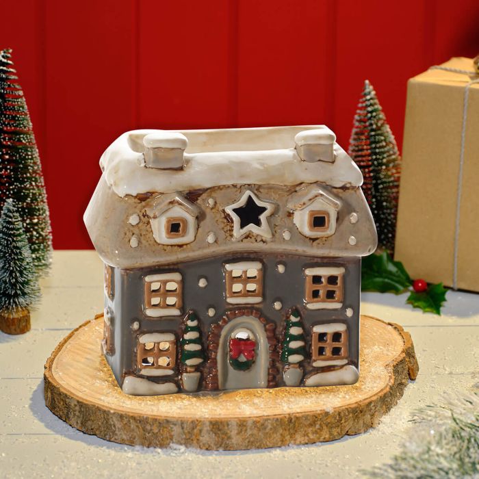 Stoneware Christmas Cottage Wax Warmer ***PRE-ORDER***