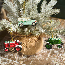 Load image into Gallery viewer, Christmas Tractor &amp; Land Rover Tree Decorations PRE-ORDER
