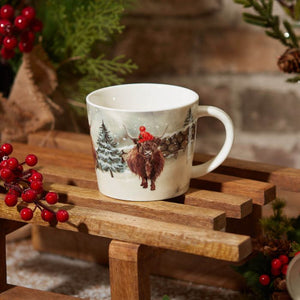 Christmas Highland Cow Stoneware Mug