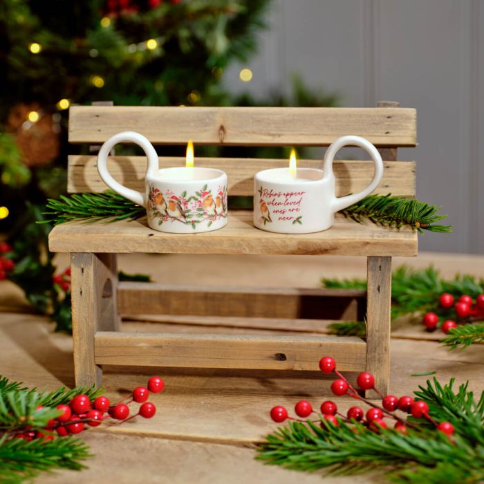 Christmas Robin T-Light Holders