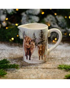 Frosted Trees Highland Cow Scene Jug