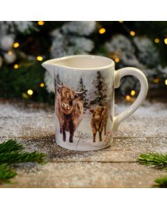Frosted Trees Highland Cow Scene Jug