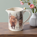 Frosted Trees Highland Cow Scene Jug