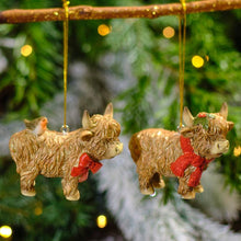 Load image into Gallery viewer, Christmas Highland Cow Tree Decorations PRE-ORDER
