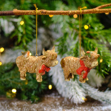 Load image into Gallery viewer, Christmas Highland Cow Tree Decorations PRE-ORDER
