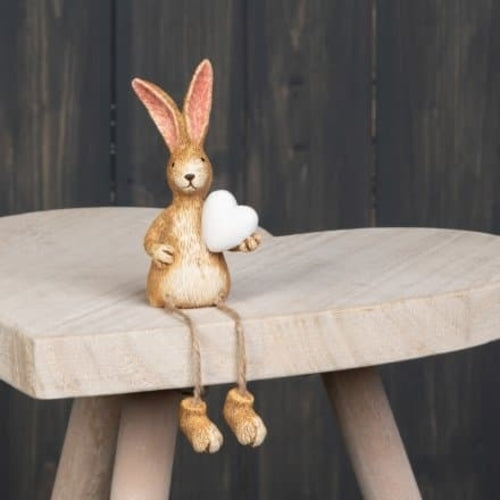 Suzie The Rabbit - Sitting with White Heart
