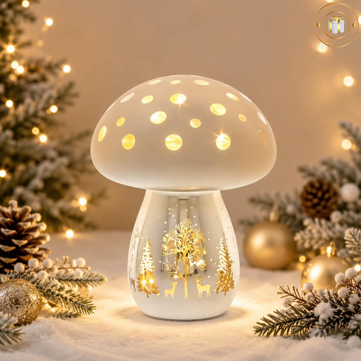 Magical Christmas LED Mushroom Large Gold