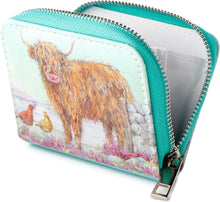 Load image into Gallery viewer, Jan Pashley Highland Coo Cow Zip Around Small Wallet Purse
