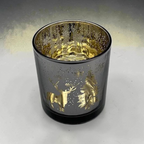 Dark Grey & Gold Stag Forest Tea Light Holder