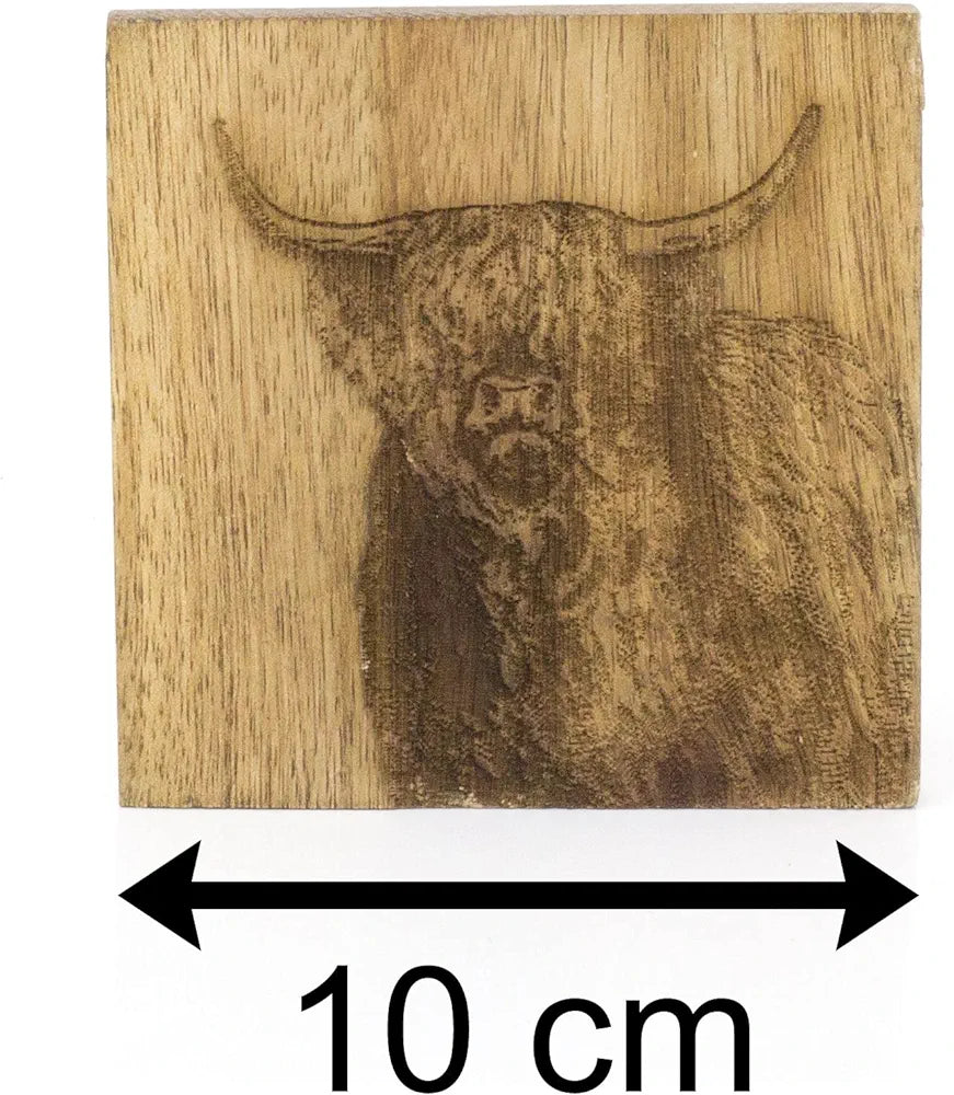 Highland Cow Coasters - Set Of 4