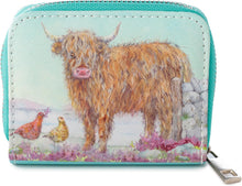 Load image into Gallery viewer, Jan Pashley Highland Coo Cow Zip Around Small Wallet Purse
