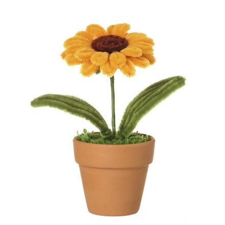 Artificial Sunflower in Terracotta Planter