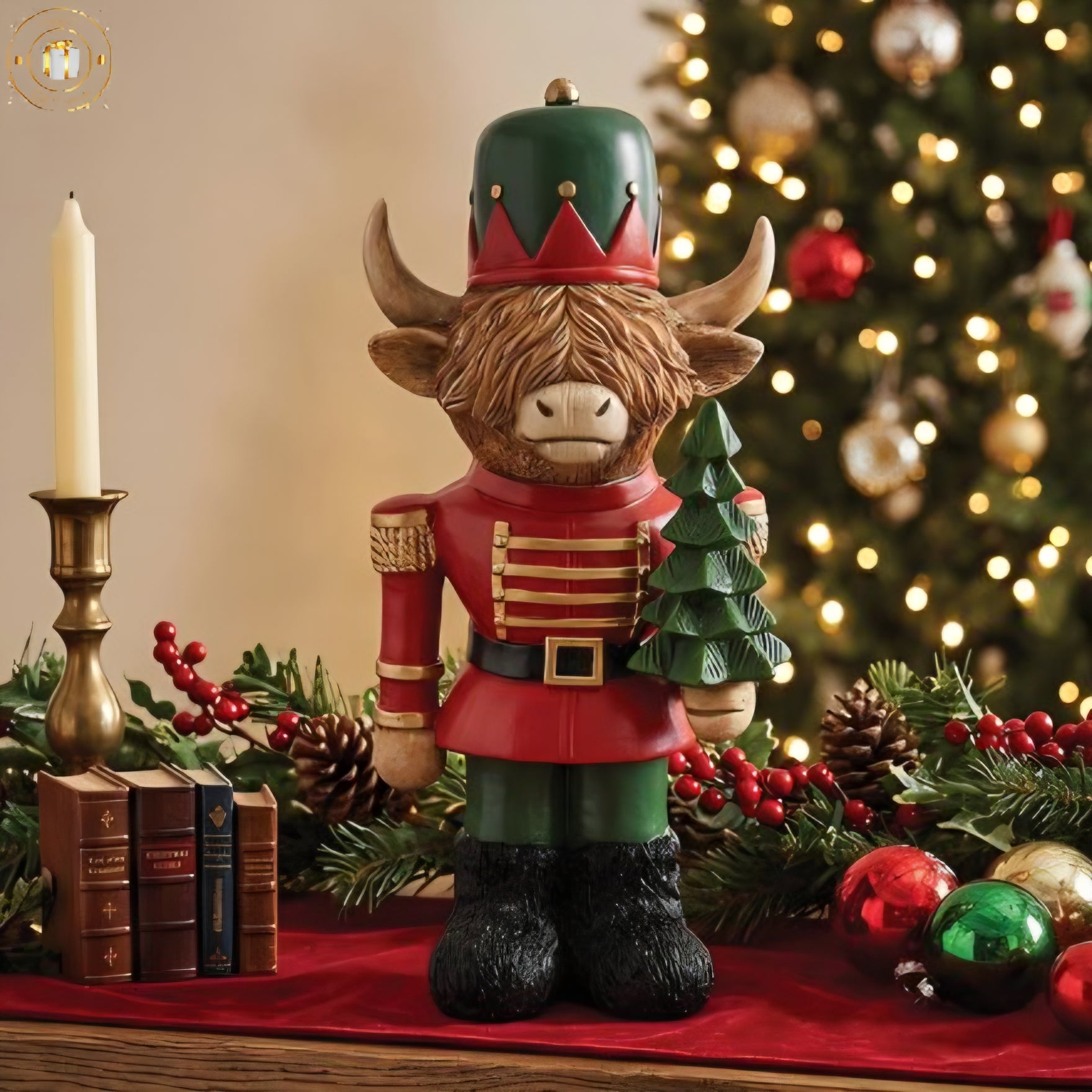 Nutcracker Highland Cow With Christmas Tree *** PRE-ORDER ***