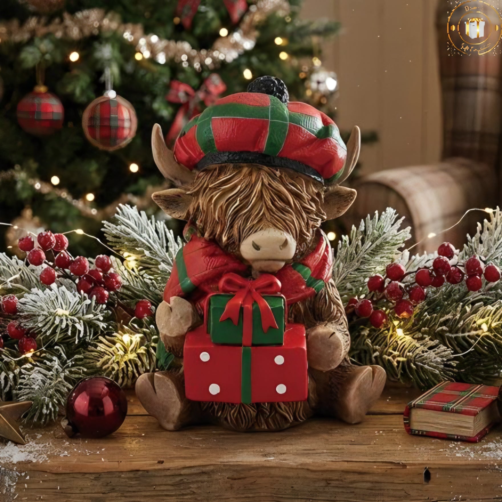 Christmas Highland Cow With Presents *** PRE-ORDER ***