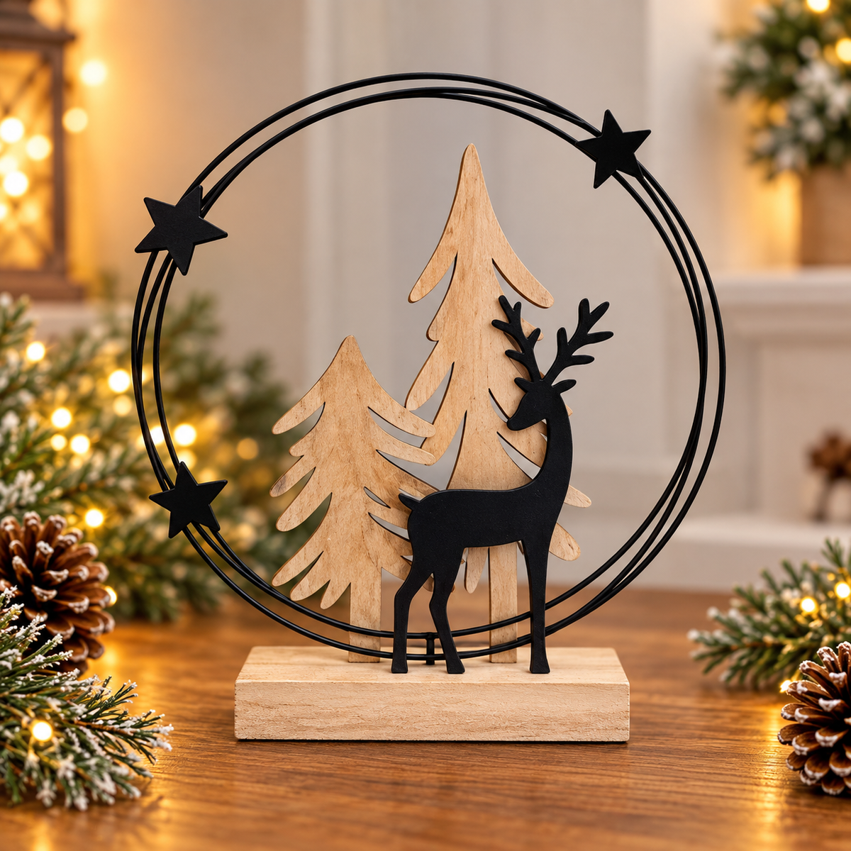 Silhouette Reindeer With Trees