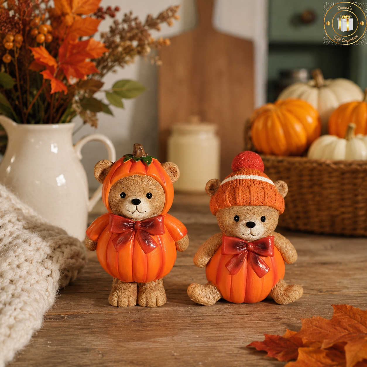 Teddy Bear Pumpkins - Pair