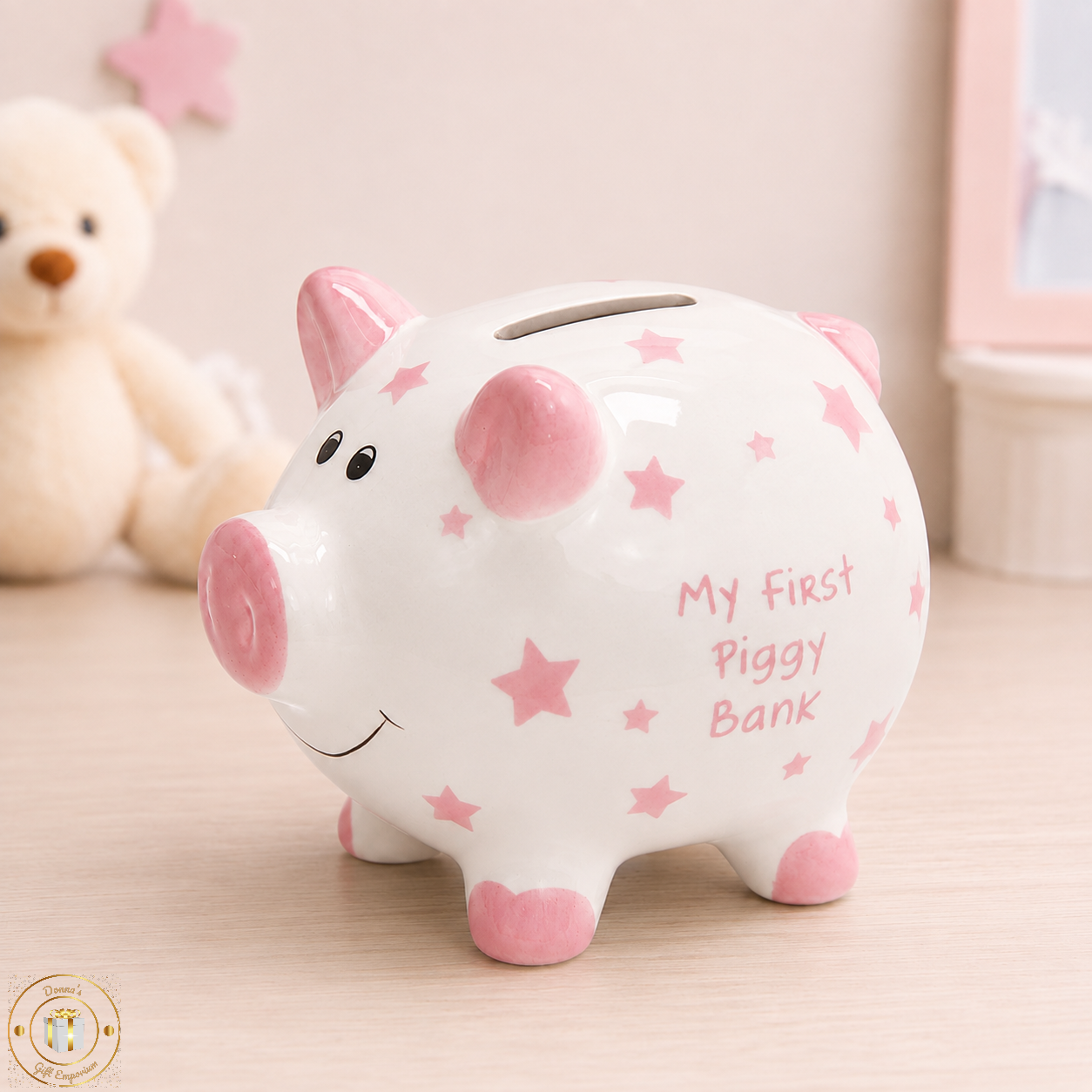 My First Piggy Bank Pink Star Baby Girl - Money Box