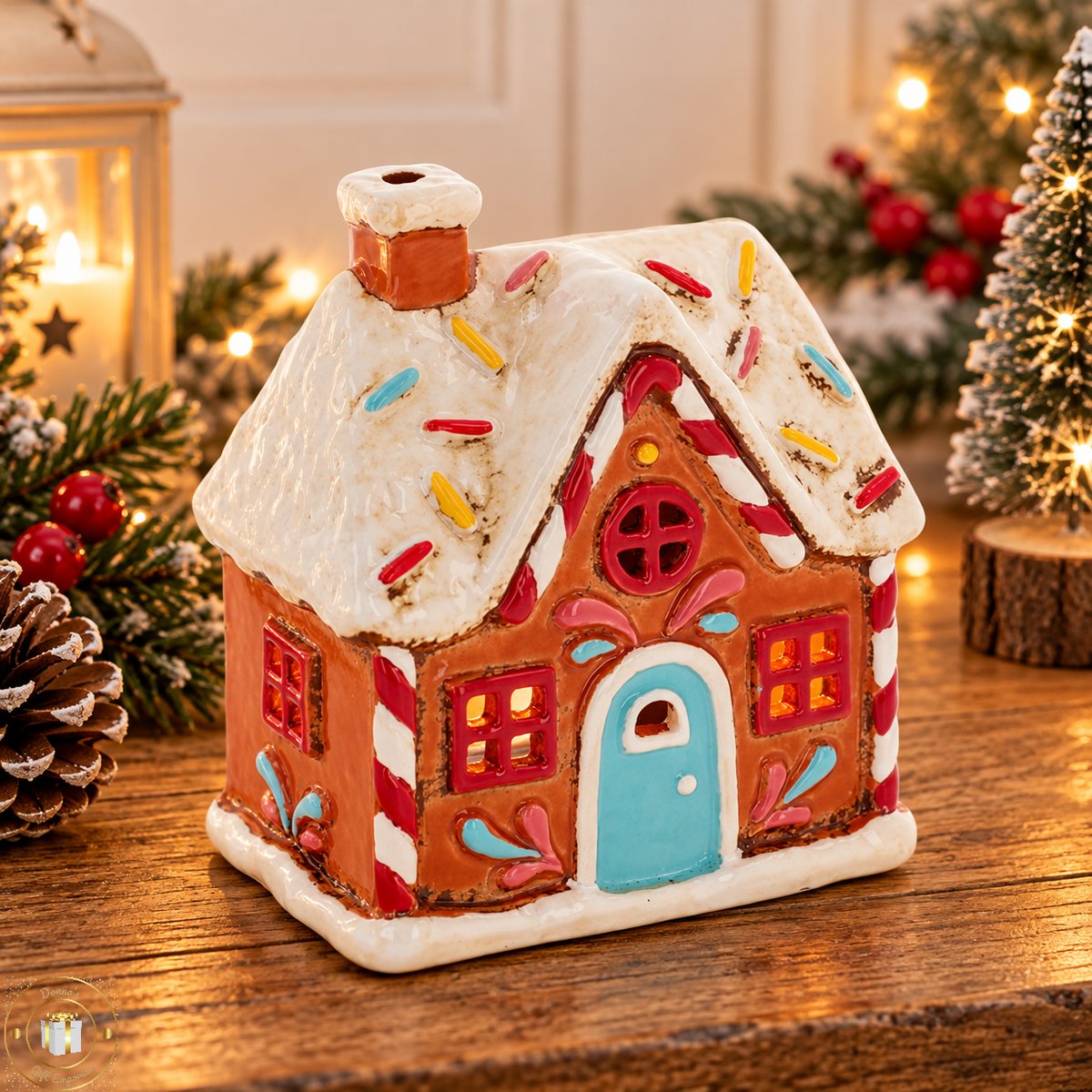 Village Pottery Gingerbread House Tealight Holder
