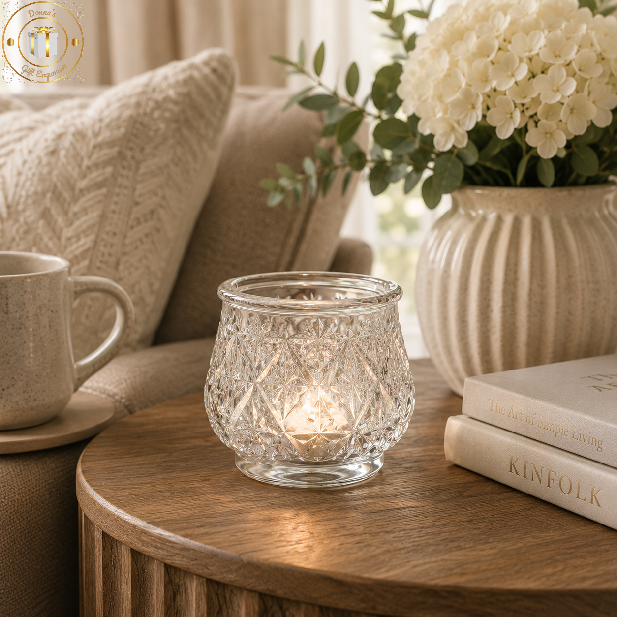 Vintage Inspired Clear Tea Light Holder