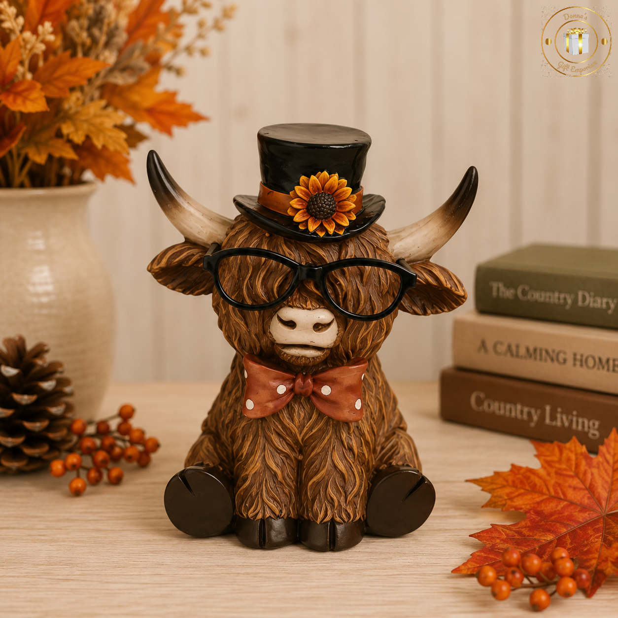 Autumn Highland Cow With Top Hat