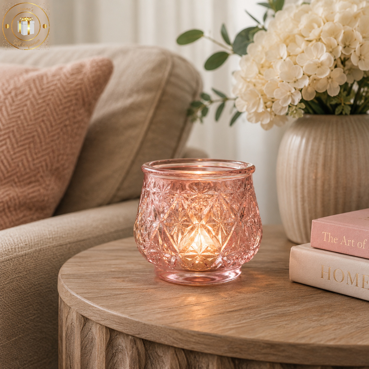 Vintage Inspired Pink Tea Light Holder