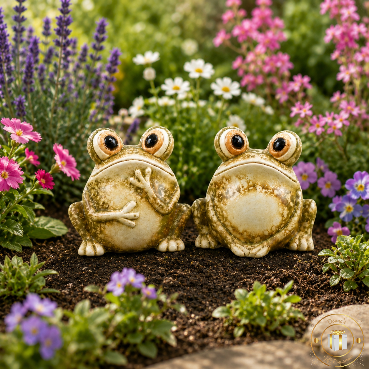 Terracotta Frog Garden Ornaments - Pair