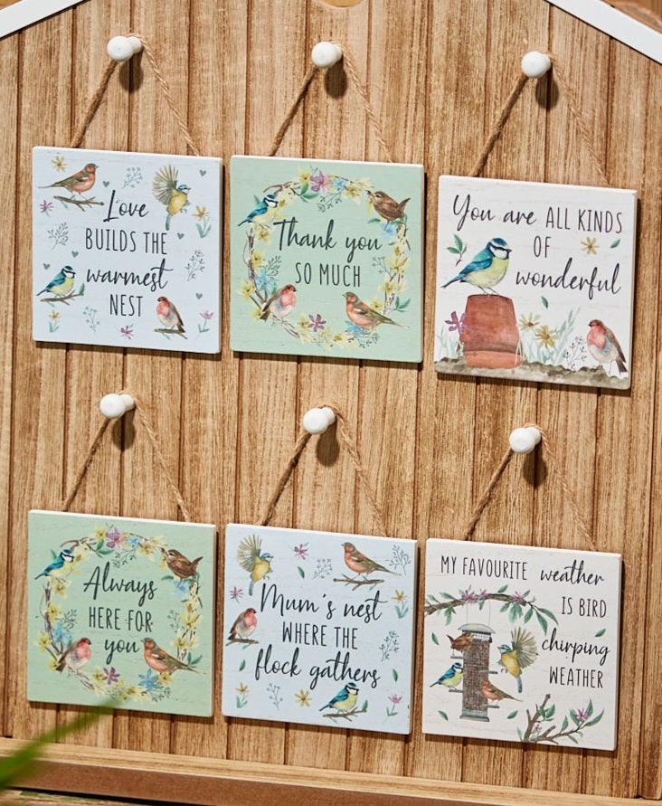 Garden Birds Signs - Thank You So Much / Mum's Nest / Always Here For You