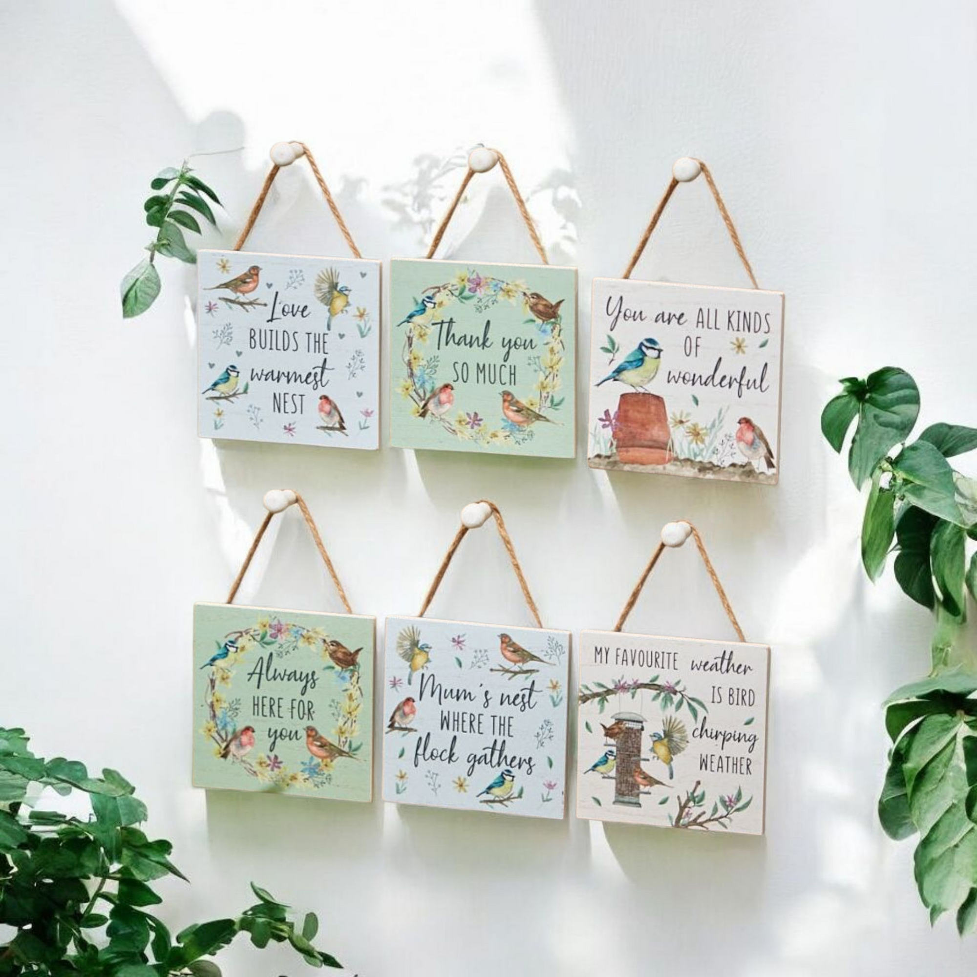 Garden Birds Signs - Thank You So Much / Mum's Nest / Always Here For You