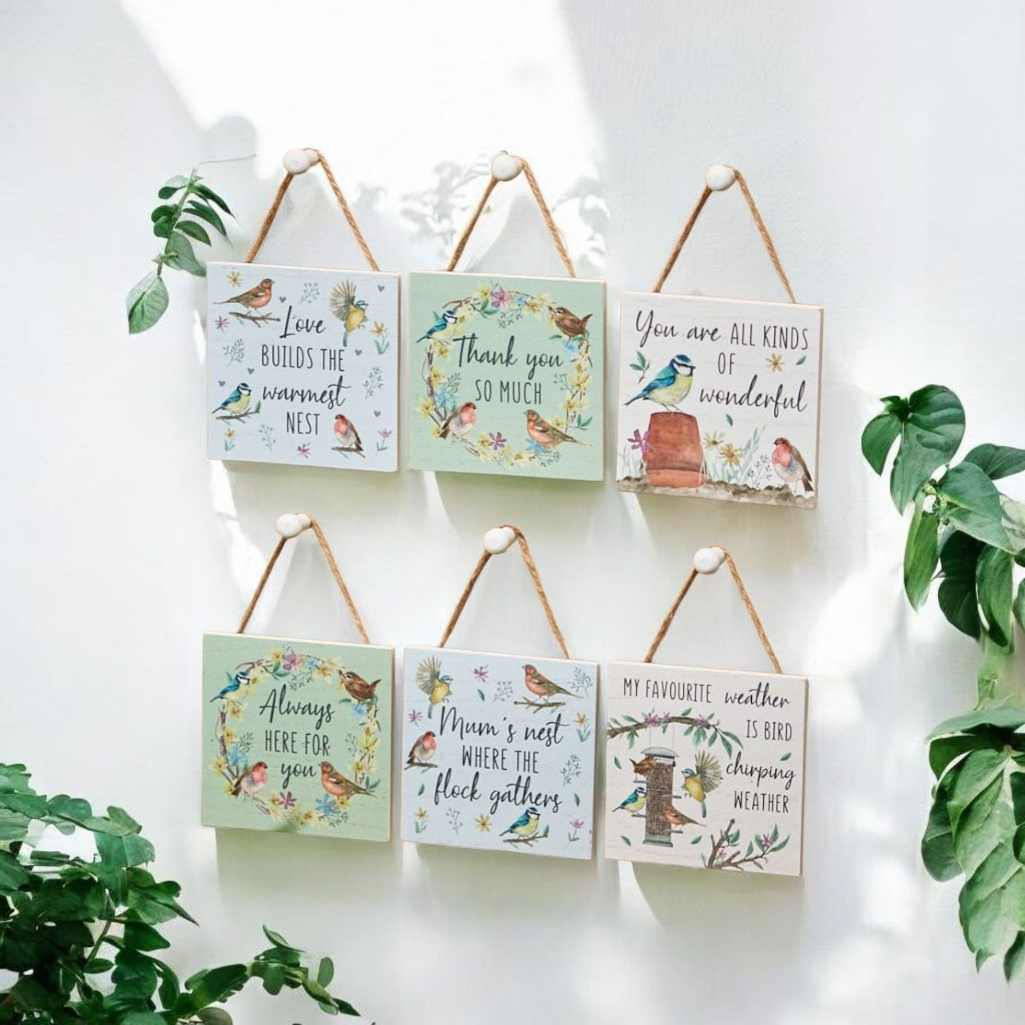 Garden Birds Signs - Thank You So Much / Mum's Nest / Always Here For You